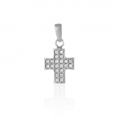 PANDANTIVE TIP CRUCE - Pandantiv tip ''Cruce'', din aur alb 585/ 14 kt, Piatra: cubic zirconia, Culoare: transparenta
