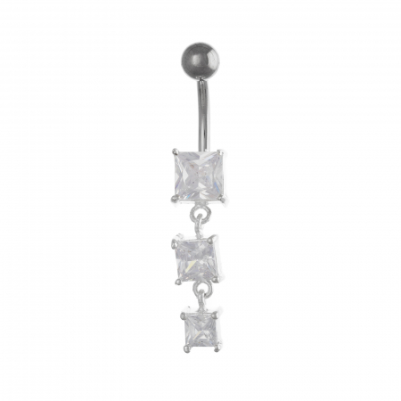 Piercing ombilical cu accesoriu din argint 925, Piatra: zirconia fatetata, Culoare: transparenta, Sonis Silver [0]