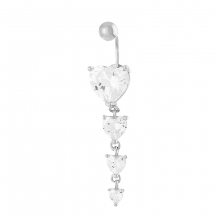 PIERCING - Piercing ombilical din argint 925, Piatra: zirconia fatetata , Culoare: transparenta ,Sonis Silver
