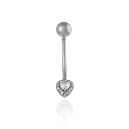 PIERCING - Piercing ombilical din argint 925 rodiat, Piatra: zirconia fatetata si cubic zirconia , Culoare: transparenta , Sonis Silver