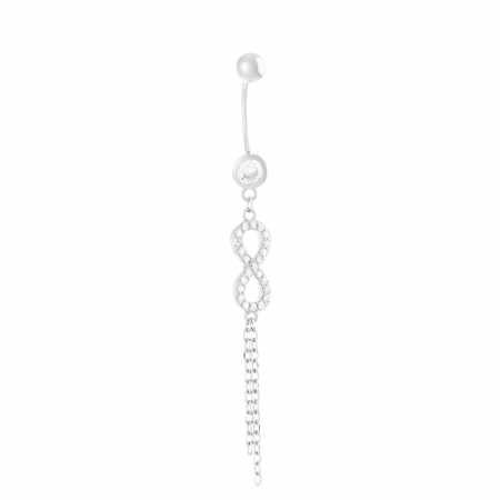 Produse - Piercing ombilical din argint 925  rodiat, Piatra: zirconia fatetata si cubic zirconia , Culoare: transparenta ,Sonis Silver