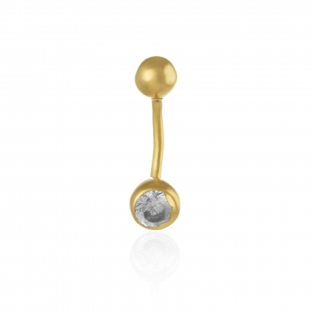 PIERCING - Piercing ombilical din aur 585/ 14 kt, Piatra: zirconia fatetata, Culoare: transparenta