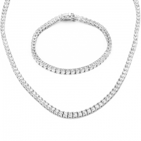 Produse - Set din argint 925 rodiat, tip "Tennis",Piatra : zirconia fatetata , Culoare : transparenta , Sonis Silver