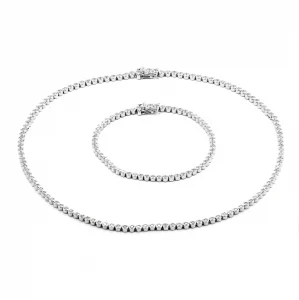 Seturi bijuterii cu piatra - Set din argint 925 rodiat   ( colier + bratara ), Piatra : zirconia fatetata , Culoare : transparenta , Sonis Silver
