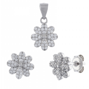 SETURI BIJUTERII - Set din argint 925 rodiat (cercei+pandantiv), Piatra: cubic zirconia, Culoare: transparenta, Sonis Silver