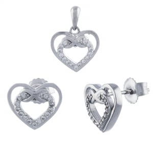 SETURI BIJUTERII - Set din argint 925 rodiat (cercei+pandantiv), Piatra: cubic zirconia, Culoare: transparenta, Sonis Silver