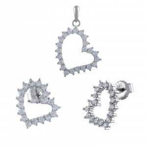 SETURI BIJUTERII - Set din argint 925 rodiat  (cercei+pandantiv), Piatra: cubic zirconia, Culoare : transparenta , Sonis Silver