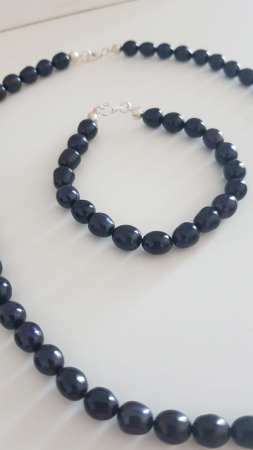 Set perle de cultura cu inchizatoare din argint 925 (colier + bratara ) ,Piatra : perla de cultura , Culoare : negru , Sonis Silver [1]