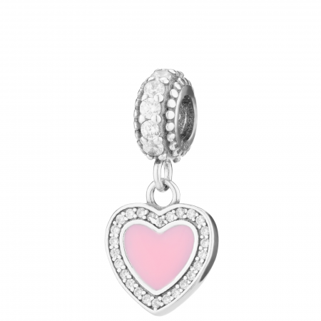 Talisman din argint 925, Piatra: email si cubic zirconia, Culoare: roz si transparent, Sonis Silver [0]