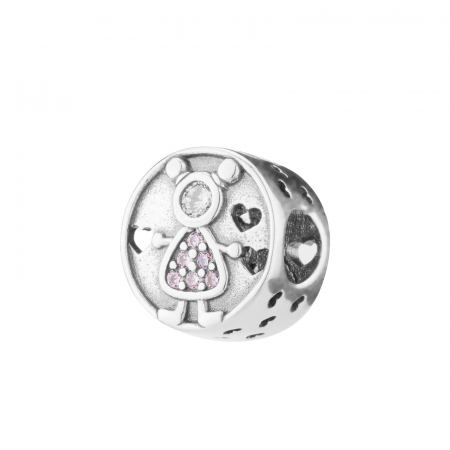 Produse - Talisman din argint 925 rodiat, Piatra: zirconia fatetata si cubic zirconia, Culoare: roz si transparent, Sonis Silver