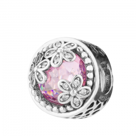 Talisman din argint 925, Piatra: zirconia fatetata si cubic zirconia, Culoare: roz si transparent, Sonis Silver [0]