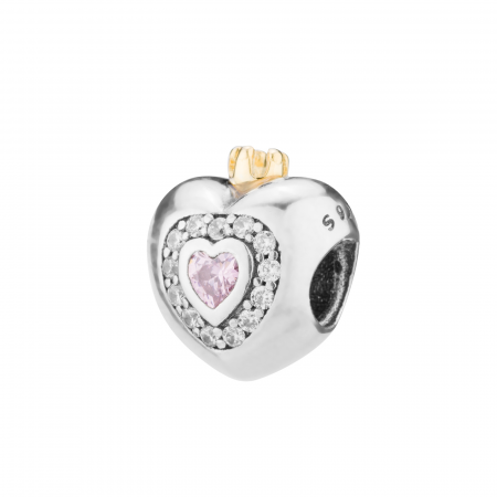 Produse - Talisman din argint 925 rodiat, Piatra: zirconia fatetata si cubic zirconia,  Culoare: roz si transparent, Sonis Silver