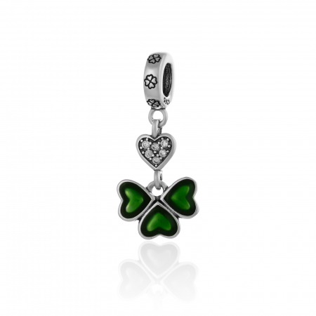 TALISMANE - Talisman  din argint 925 rodiat ,Piatra : cubic zirconia si email,Culoare : transparent si verde