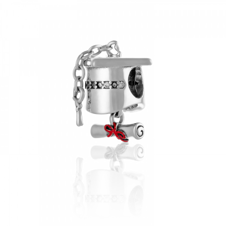 TALISMANE - Talisman  din argint 925 rodiat , Piatra :  cubic zirconia si email , Culoare : rosu,