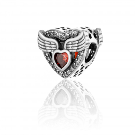 TALISMANE - Talisman  din argint 925 rodiat , Piatra : zirconia fatetata cubic zirconia , Culoare : rosu si transparent