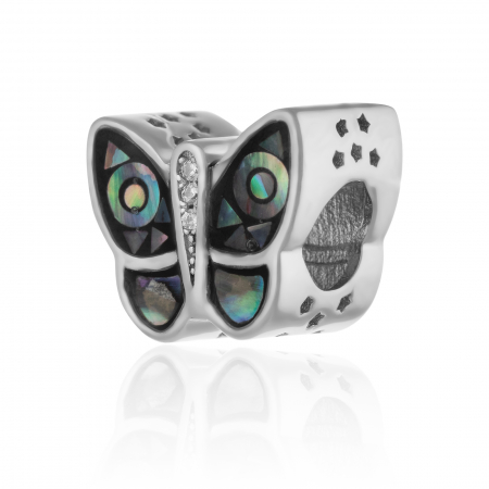 TALISMANE - Talisman din argint  925 rodiat   , Piatra : sidef si cubic zirconia  , Culoare : sidef si transparent ,
