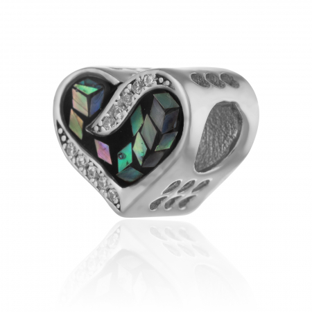 TALISMANE - Talisman din argint 925 rodiat , Piatra : sidef si cubic zirconia , Culoare : sidef si transparent , Sonis Silver