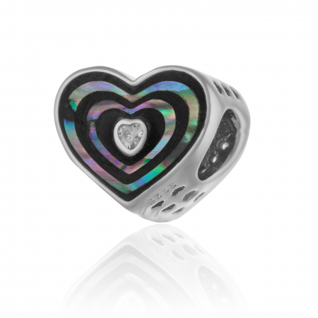 TALISMANE - Talisman din argint 925 rodiat , Piatra : sidef si cubic zirconia , Culoare : sidef si transparent , Sonis Silver