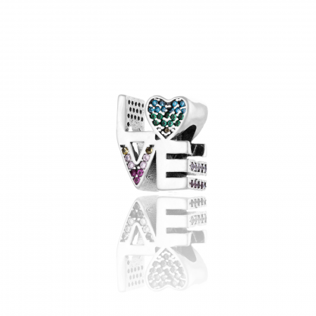 TALISMANE - Talisman pentru bratara din argint 925, rodiat, Piatra: cubic zirconia, Culoare: multicolor, Sonis Silver