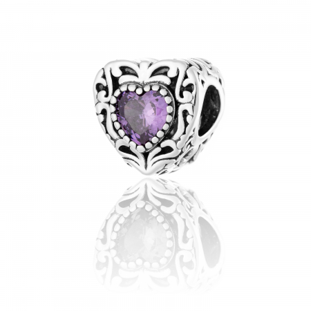 TALISMANE - Talisman pentru bratara din argint 925 rodiat, Piatra: zirconia fatetata, Culoare: mov, Sonis Silver