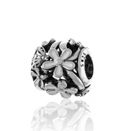 Produse - Talisman pentru bratara din argint 925 rodiat, Piatra: email, Culoare: alb, Sonis Silver