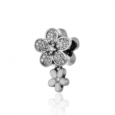 TALISMANE - Talisman pentru bratara din argint 925 rodiat, Piatra: zirconia fatetata , Culoare: transparent si alb, Sonis Silver