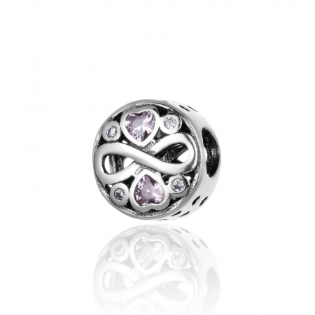 TALISMANE - Talisman pentru bratara din argint 925 rodiat, Piatra: zirconia fatetata, Culoare: roz si transparent, Sonis Silver