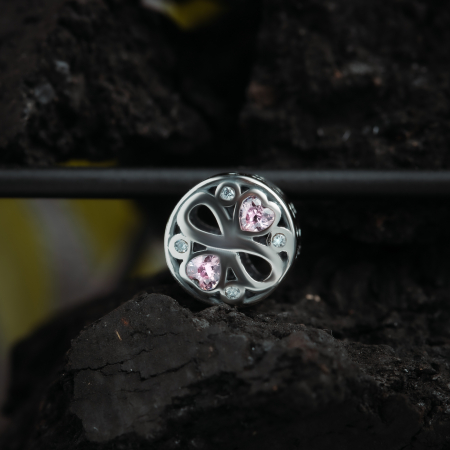 Talisman pentru bratara din argint 925 rodiat, Piatra: zirconia fatetata, Culoare: roz si transparent, Sonis Silver [1]
