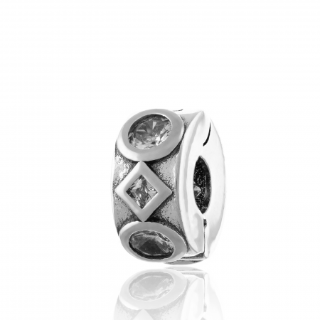 TALISMANE - Talisman pentru bratara din argint 925 rodiat, Piatra: zirconia fatetata, Culoare: transparenta, Sonis Silver