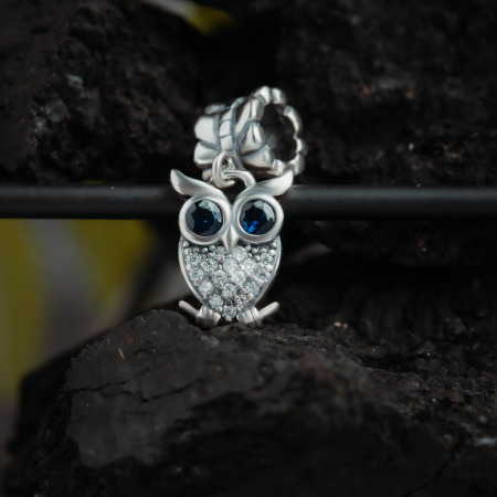 Talisman pentru bratara din argint 925 rodiat, Piatra: zirconia fatetata si cubic zirconia, Culoare: albastru si transparent, Sonis Silver [1]