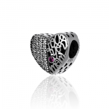 TALISMANE - Talisman pentru bratara din argint 925 rodiat,  Piatra: zirconia fatetata si cubic zirconia, Culoare: transparent, roz,  Sonis Silver