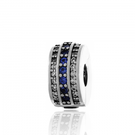 Produse - Talisman pentru bratara din argint 925 rodiat, Piatra: zirconia fatetata si cubic zirconia, Culoare: transparent si albastru, Sonis Silver
