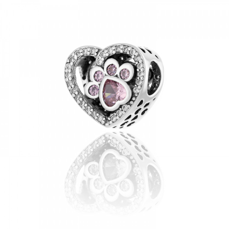 TALISMANE - Talisman pentru bratara din argint 925 rodiat, Piatra : zirconia fatetata  si cubic zirconi ,  Culoare : transparenta si  mov , Sonis Silver