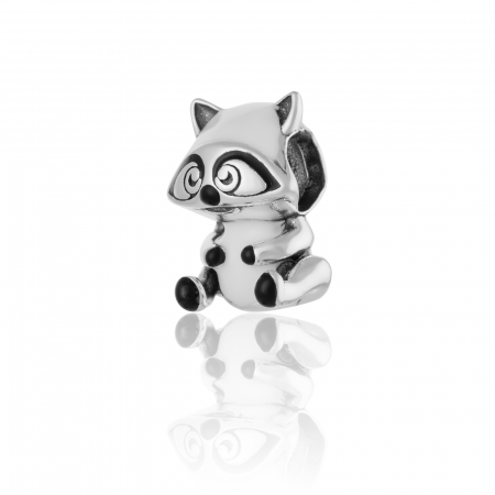 TALISMANE - Talisman pentru bratara, din argint 925, rodiat, Piatra: email, Culoare: alb si negru,  Sonis Silver