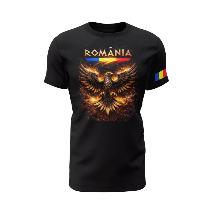 Acvila Neagră - Tricou Premium din Bumbac 100%, 190 GSM, Pre-Micșorat - Negru [2]