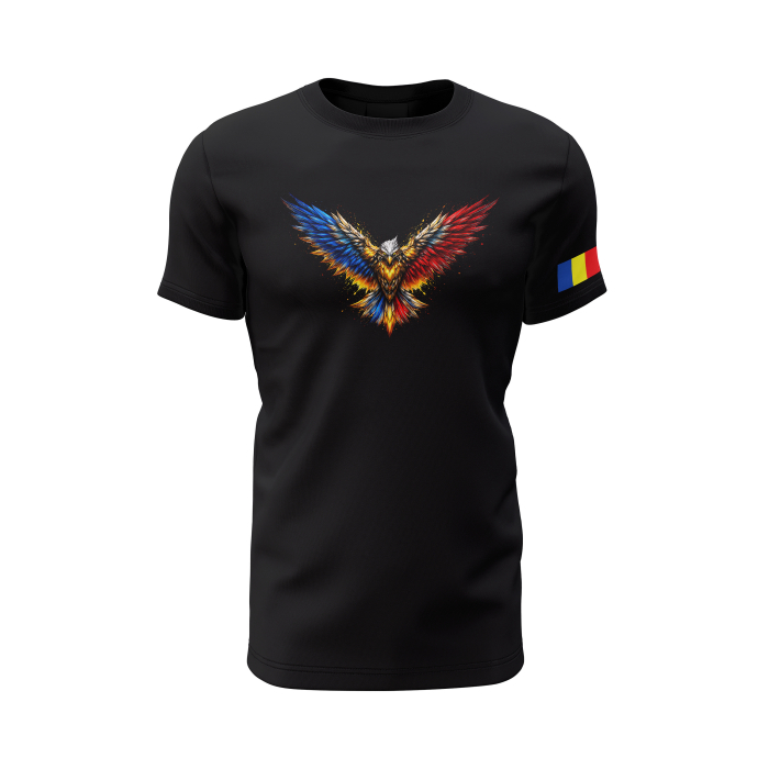 Acvila Tricoloră -  Tricou Premium din Bumbac 100%, 190 GSM, Pre-Micșorat - Negru [2]