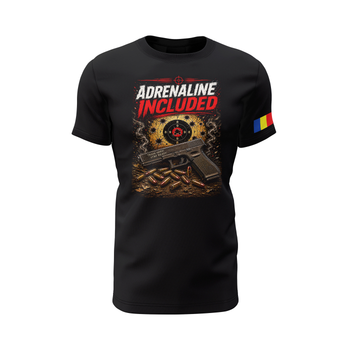 Adrenaline Included V1.0 - Tricou Premium din Bumbac 100%, 190 GSM, Pre-Micșorat - Negru [2]