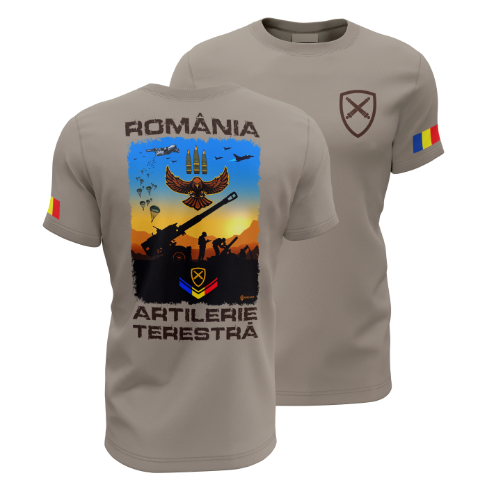 Artilerie Terestră - Tricou Premium din Bumbac 100%, 190 GSM, Pre-Micșorat - Zinc [1]