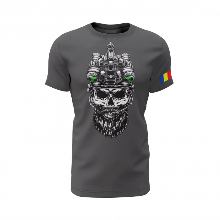 Barbă Tactică - Tricou Premium din Bumbac 100%, 190 GSM, Pre-Micșorat - Gri Închis [2]