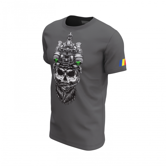 Barbă Tactică - Tricou Premium din Bumbac 100%, 190 GSM, Pre-Micșorat - Gri Închis [3]