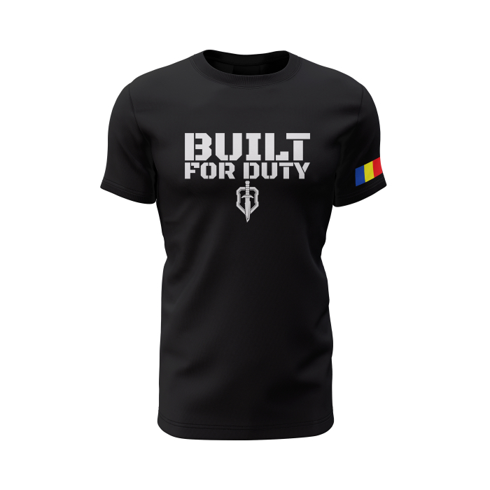 Built For Duty - Tricou Premium din Bumbac 100%, 190 GSM, Pre-Micșorat - Negru [2]