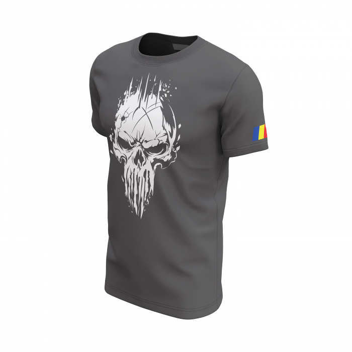 Craniu Gri - Tricou Premium din Bumbac 100%, 190 GSM, Pre-Micșorat - Gri Închis [3]