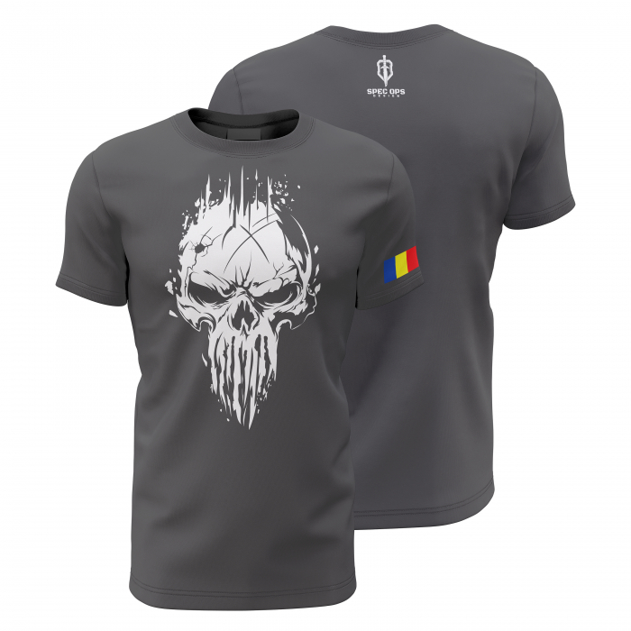 Craniu Gri - Tricou Premium din Bumbac 100%, 190 GSM, Pre-Micșorat - Gri Închis [1]