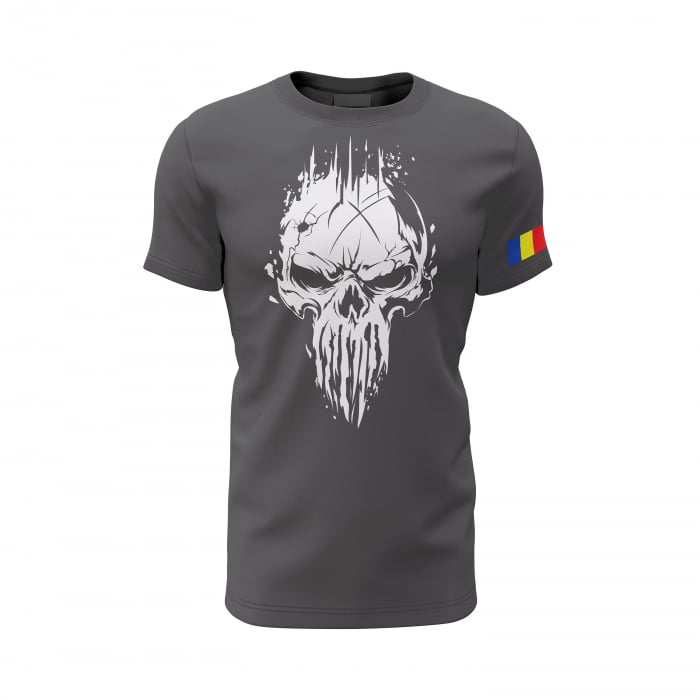 Craniu Gri - Tricou Premium din Bumbac 100%, 190 GSM, Pre-Micșorat - Gri Închis [2]