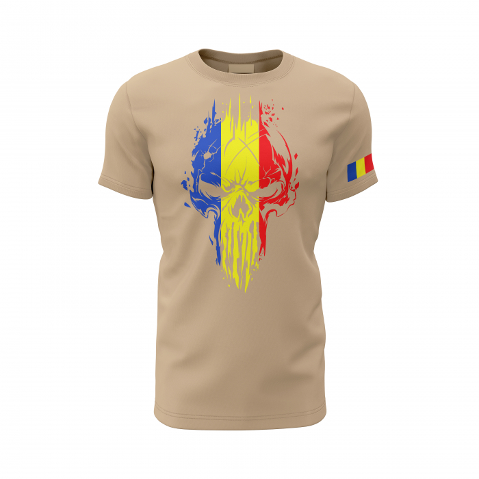 Craniu în Tricolor - Tricou Premium din Bumbac 100%, 190 GSM, Pre-Micșorat - Crem [2]