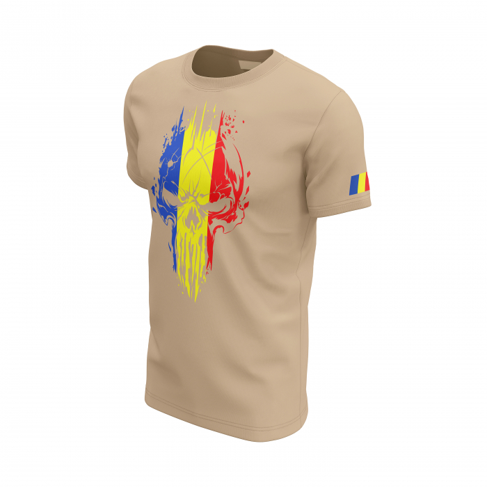 Craniu în Tricolor - Tricou Premium din Bumbac 100%, 190 GSM, Pre-Micșorat - Crem [3]