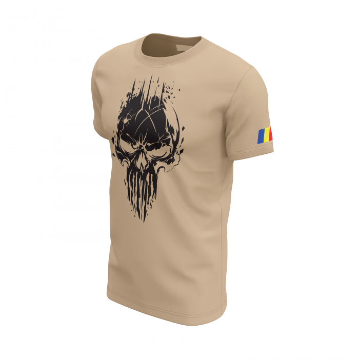 Craniu Negru - Tricou Premium din Bumbac 100%, 190 GSM, Pre-Micșorat - Crem [3]