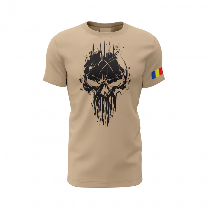 Craniu Negru - Tricou Premium din Bumbac 100%, 190 GSM, Pre-Micșorat - Crem [2]
