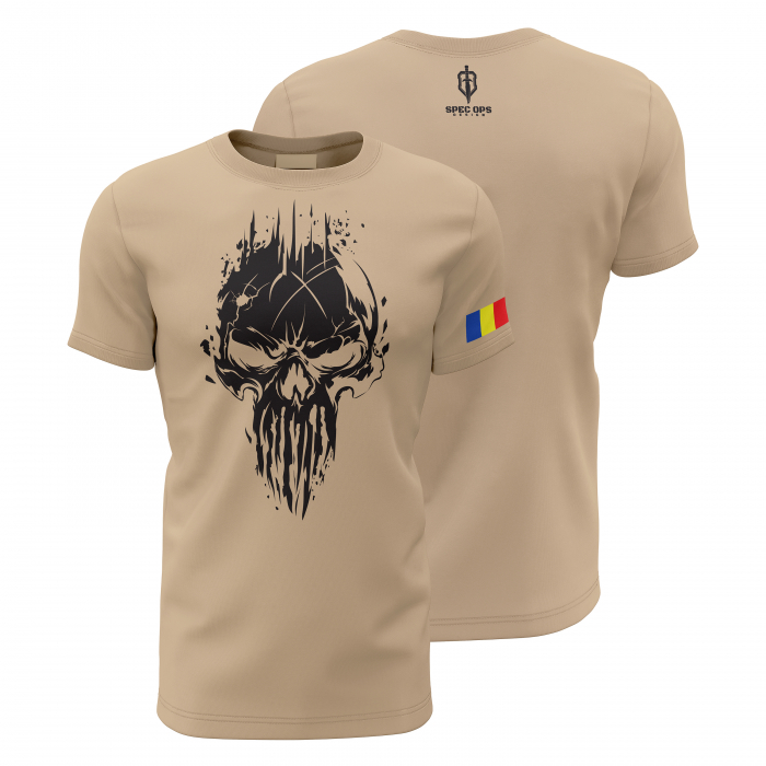 Craniu Negru - Tricou Premium din Bumbac 100%, 190 GSM, Pre-Micșorat - Crem [1]