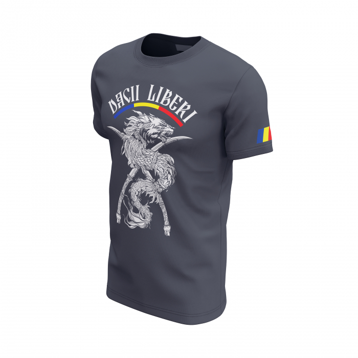 Dacii Liberi - Tricou Premium din Bumbac 100%, 190 GSM, Pre-Micșorat - Denim [3]